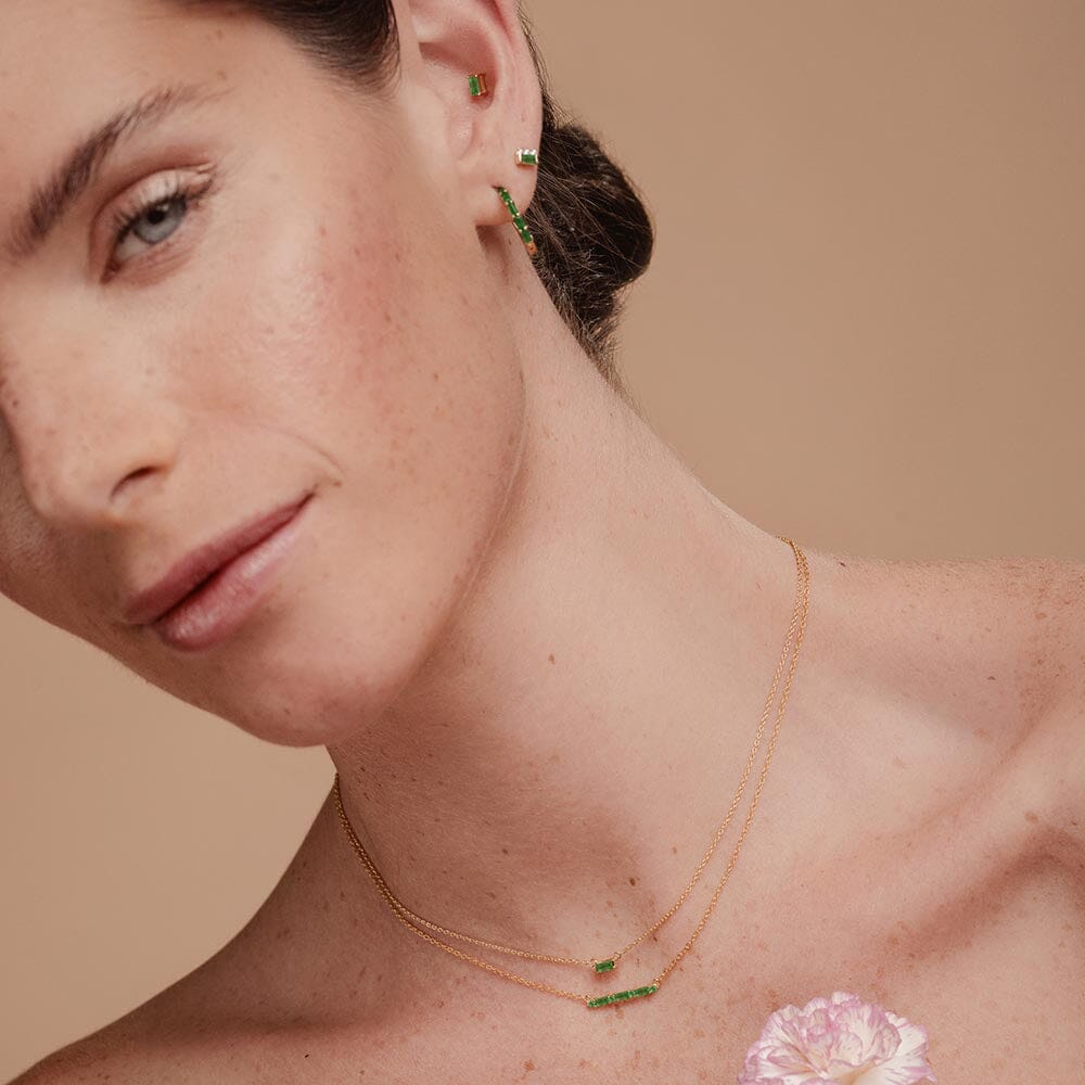 Colliers baguette émeraude Mayuri Paris