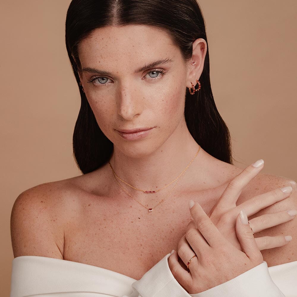 ensemble de colliers baguette en rubis