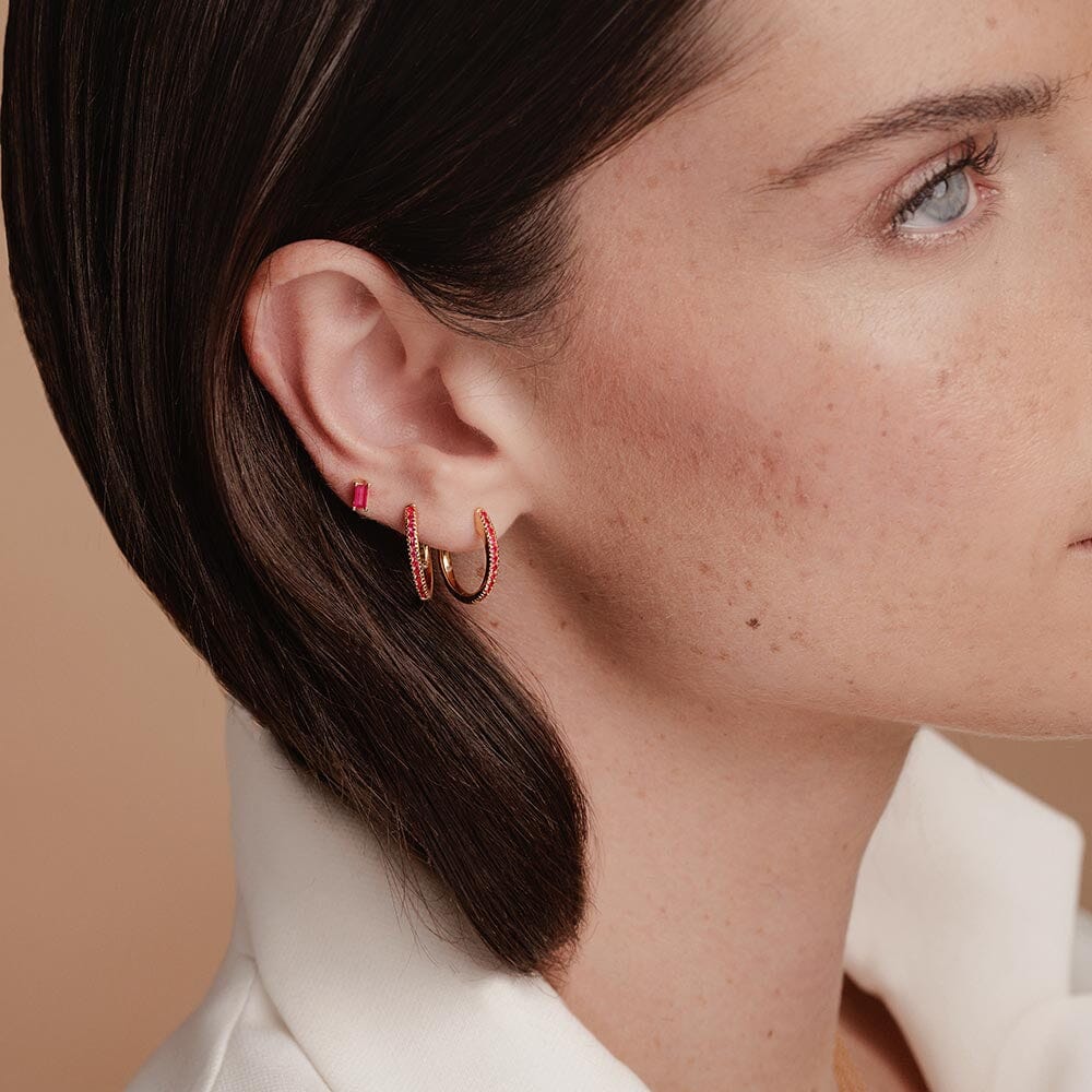 set de Boucles d'oreilles en rubis et baguettes